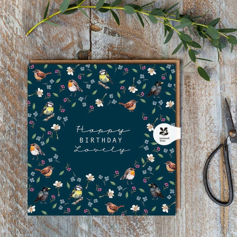 Happy Birthday Lovely (Garden Birds Noir) Card