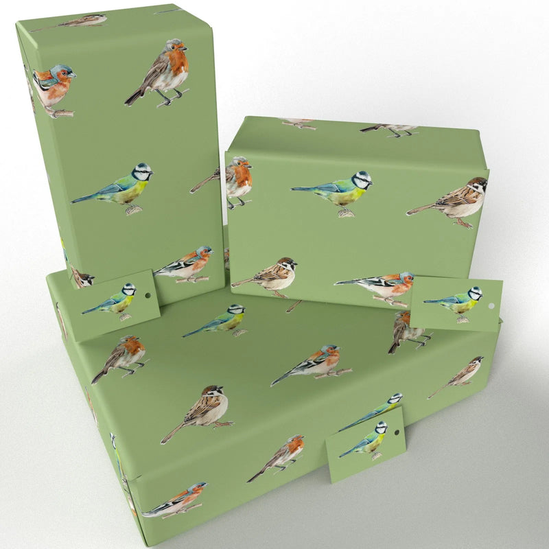 Green Native Birds Wrapping Paper