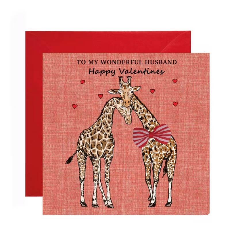 Wonderful Husband Giraffe Valentines Card