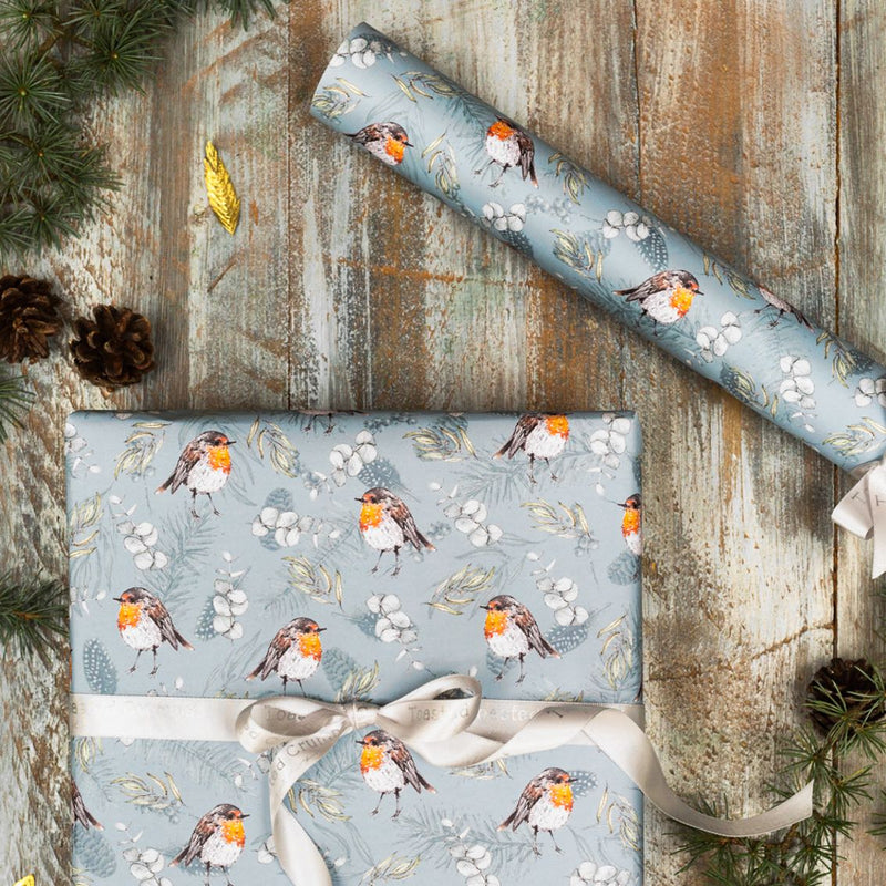 Robin & Eucalyptus Blue Gift Wrap