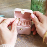 Embroidered Flower Mini Travel Ring Box