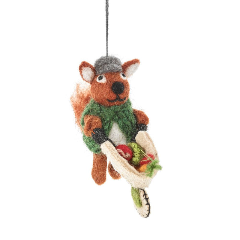 Foster the Gardening Squirrel 
Handmade Felt Hanging Decoration