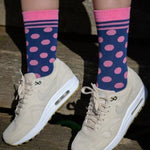 Navy and Pink Polka Dot Bamboo Socks